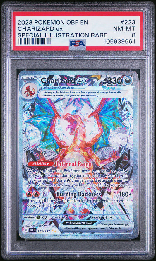 PSA 8 - Charizard ex SIR 223/197 SV Obsidian Flames - Pokemon