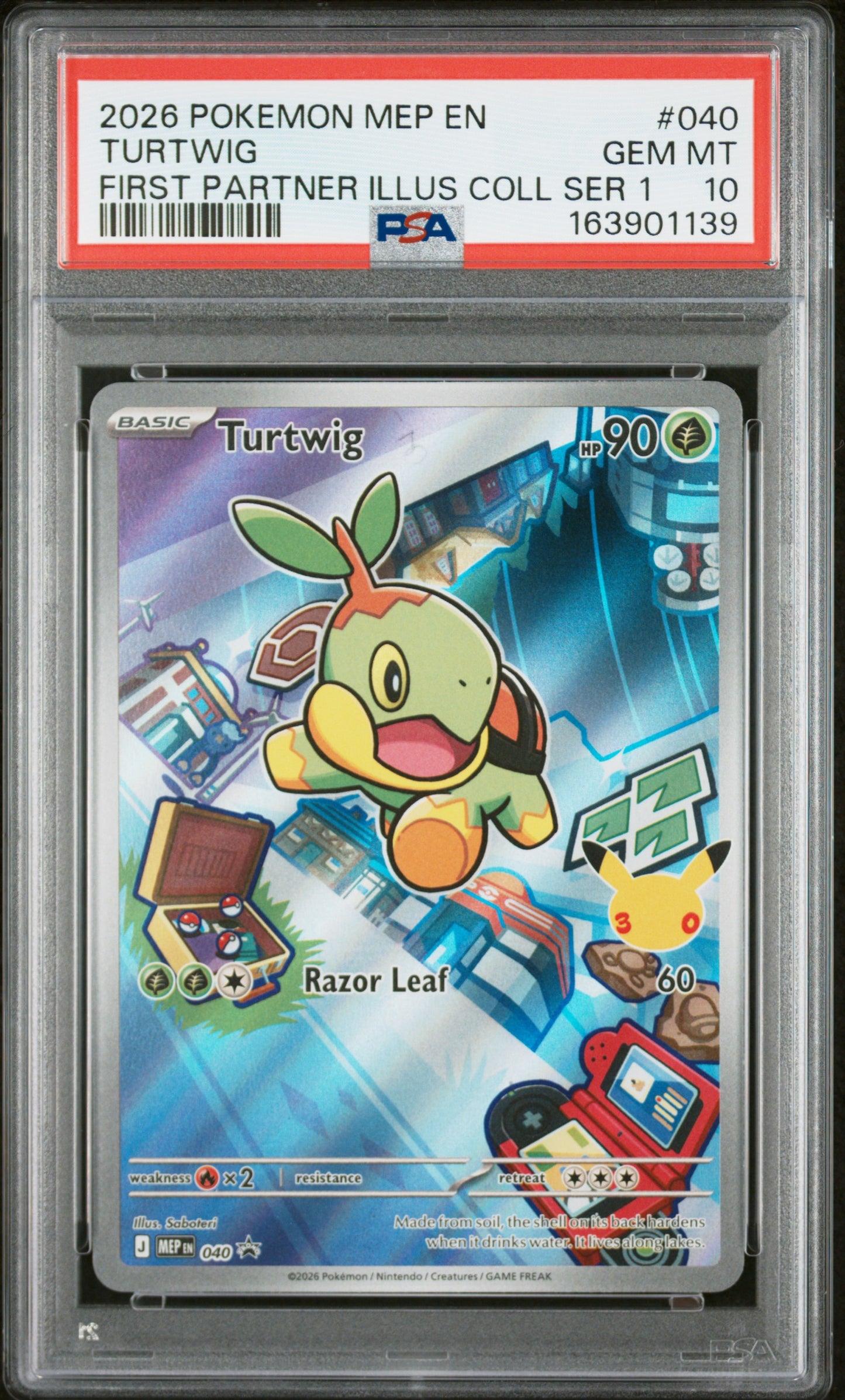 PSA 10 - Turtwig MEP040 First Partner Illustration Promo x139 - Pokemon