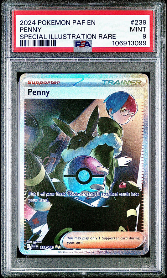 PSA 9 - Penny SIR 239/091 SV Paldean Fates - Pokemon
