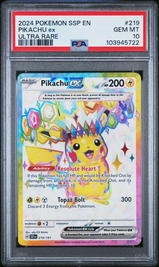 PSA 10 - Pikachu ex 219/191 SV Surging Sparks - Pokemon