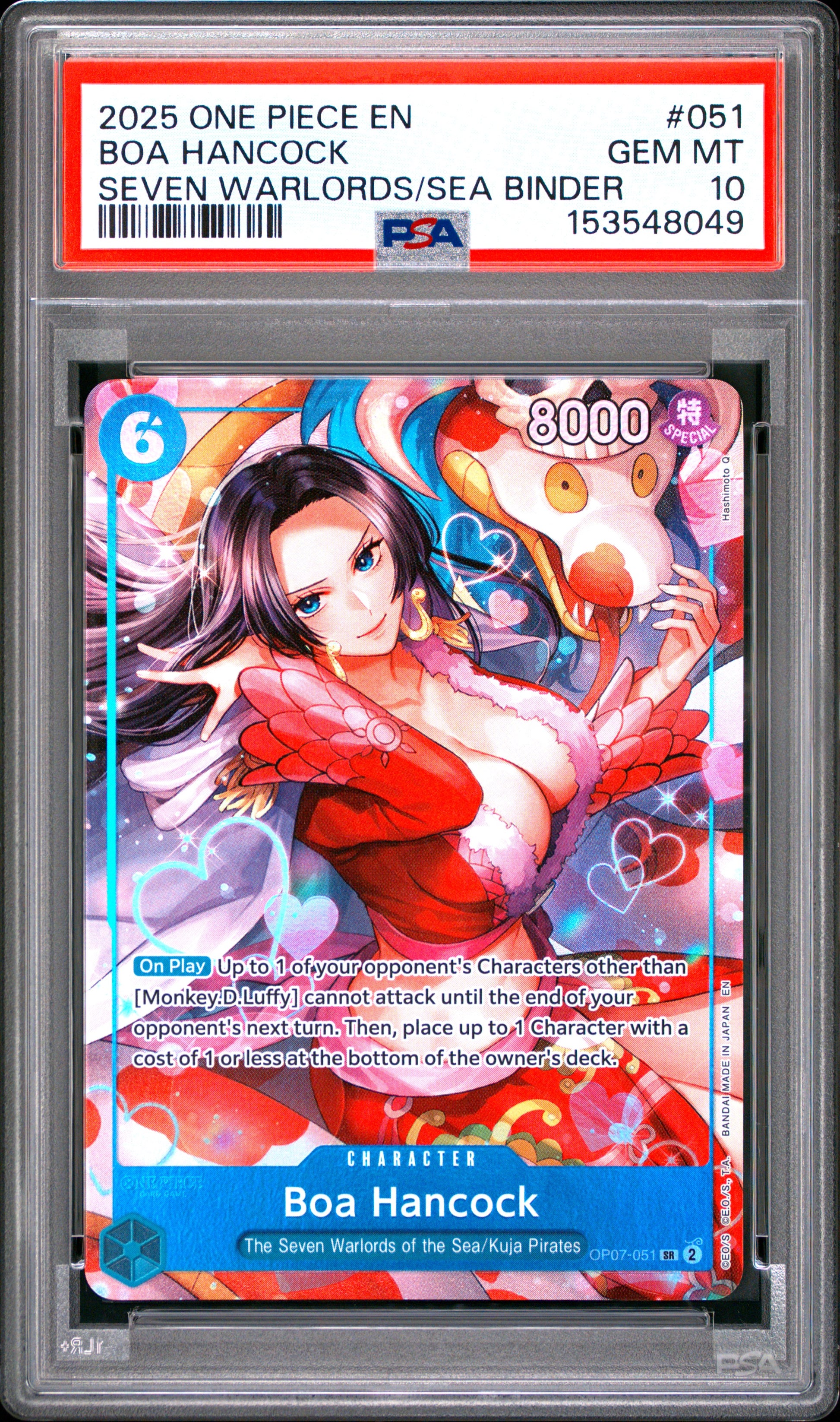 PSA 10 - Boa Hancock OP07-051 Super Rare x049 - One Piece