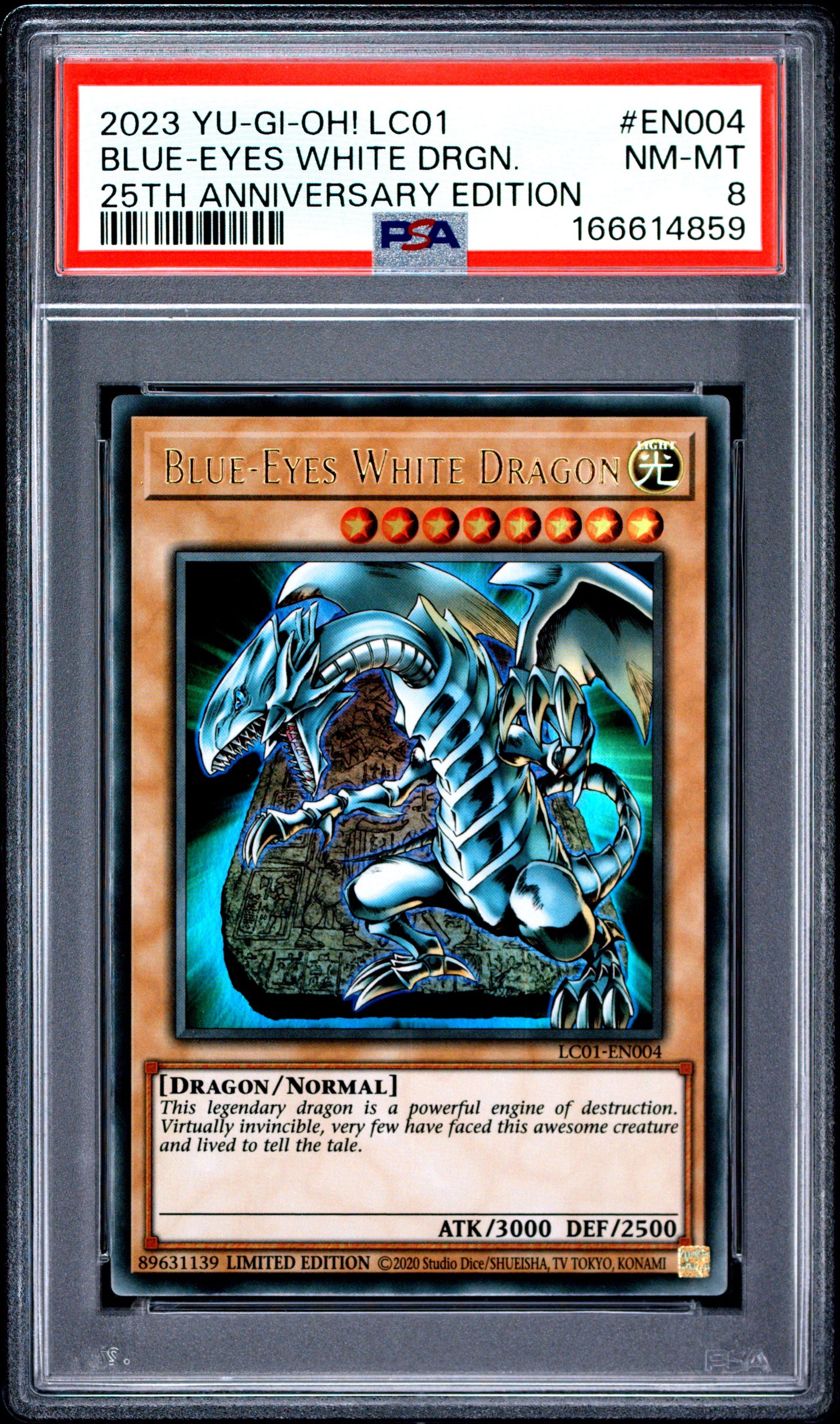 PSA 8 - Blue-Eyes White Dragon LC01-EN004 25th Anniversary Edition x859 - Yugioh