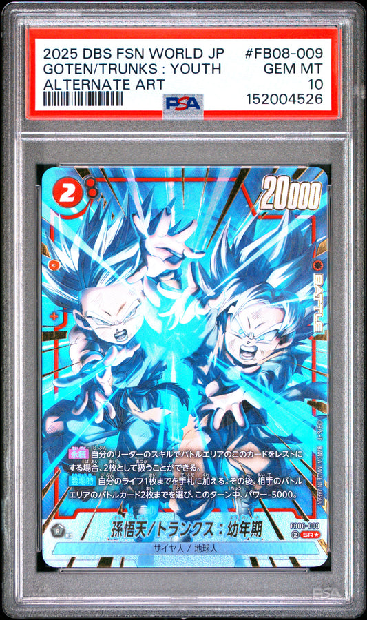 PSA 10 - Son Goten/trunks : Youth FB08-009 Alt Art JPN Fusion World x526 - DBS