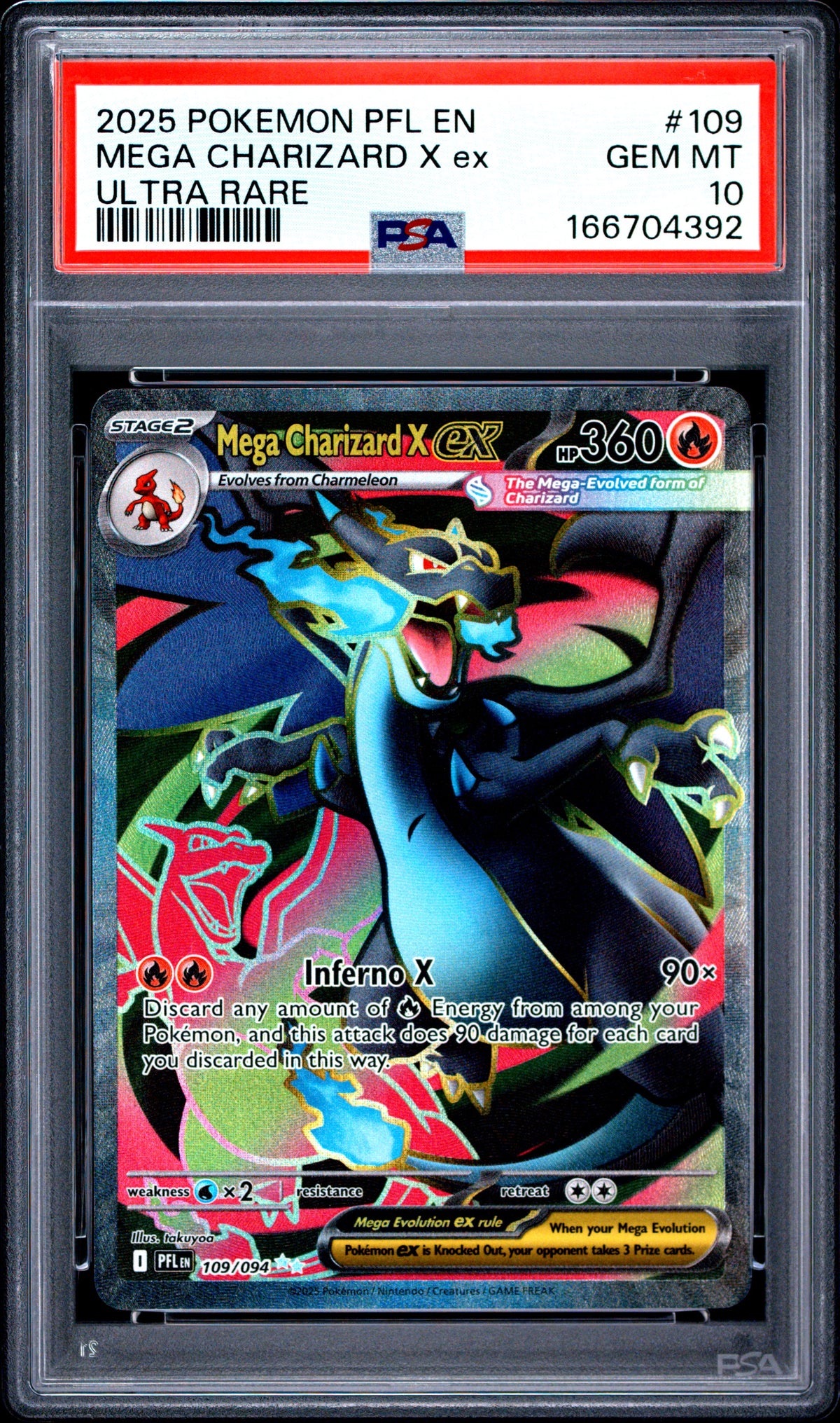 PSA 10 - Mega Charizard X ex 109/094 ME Phantasmal Flames x392 - Pokemon