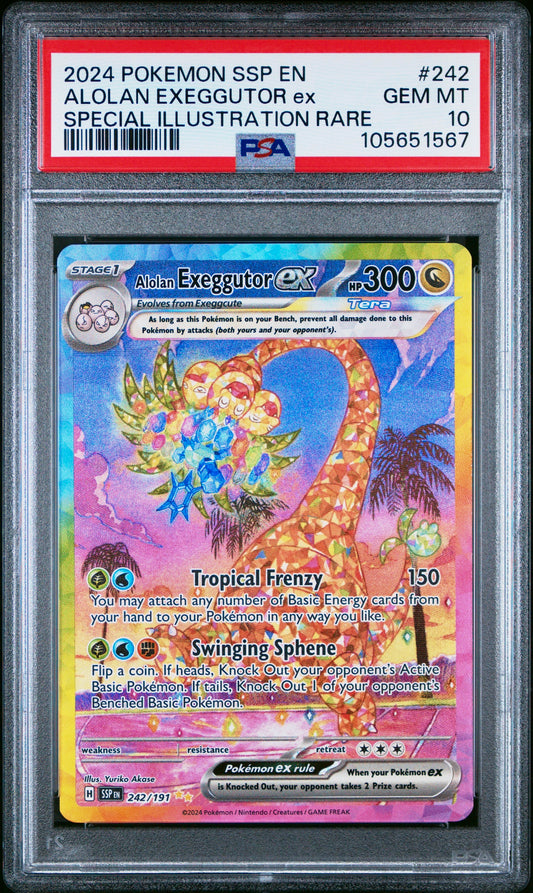 PSA 10 - Alolan Exeggutor ex 242/191 SV Surging Sparks - Pokemon