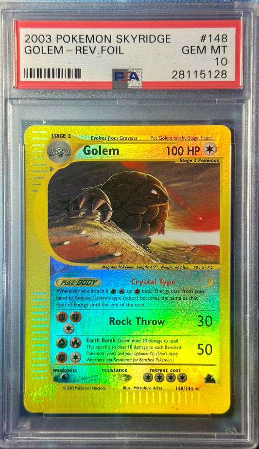 PSA 10 - Crystal Golem Reverse Holo 148/144 WOTC Skyridge - Pokemon