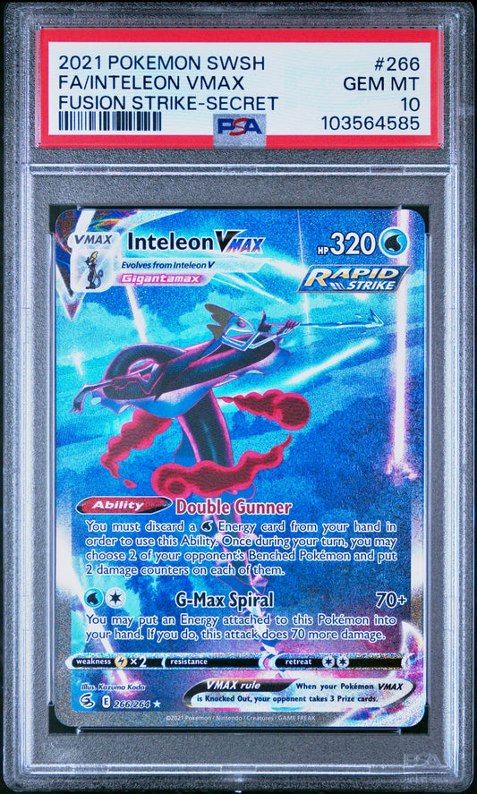 PSA 10 - Inteleon VMAX 266/264 SWSH Fusion Strike - Pokemon