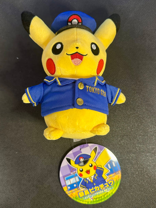 Pokemon Center Tokyo Station Conductor Pikachu Plush w/ Tag - Accessories
