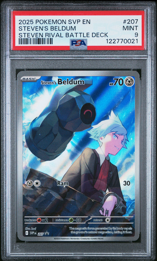 PSA 9 - Steven's Beldum SVP207 Illustration Rare SV Rival Battle Deck - Pokemon