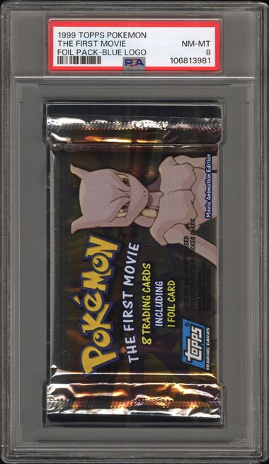 PSA 8 - TOPPS The First Movie Blue Logo (Mewtwo) Foil Pack - Pokemon