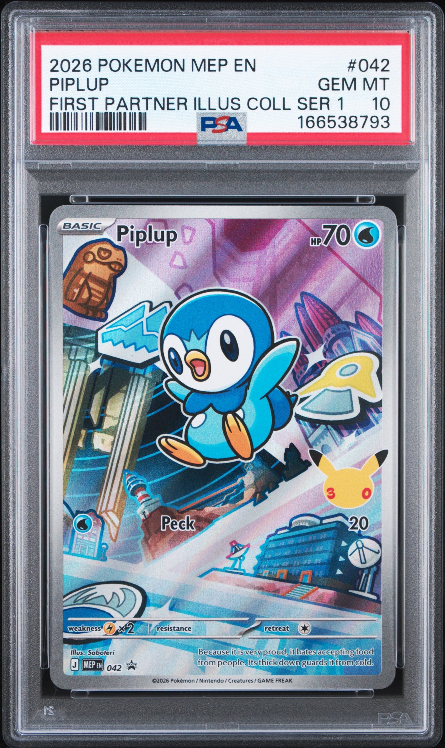PSA 10 - Piplup MEP042 First Partner Ilustration Coll. x793 - Pokemon