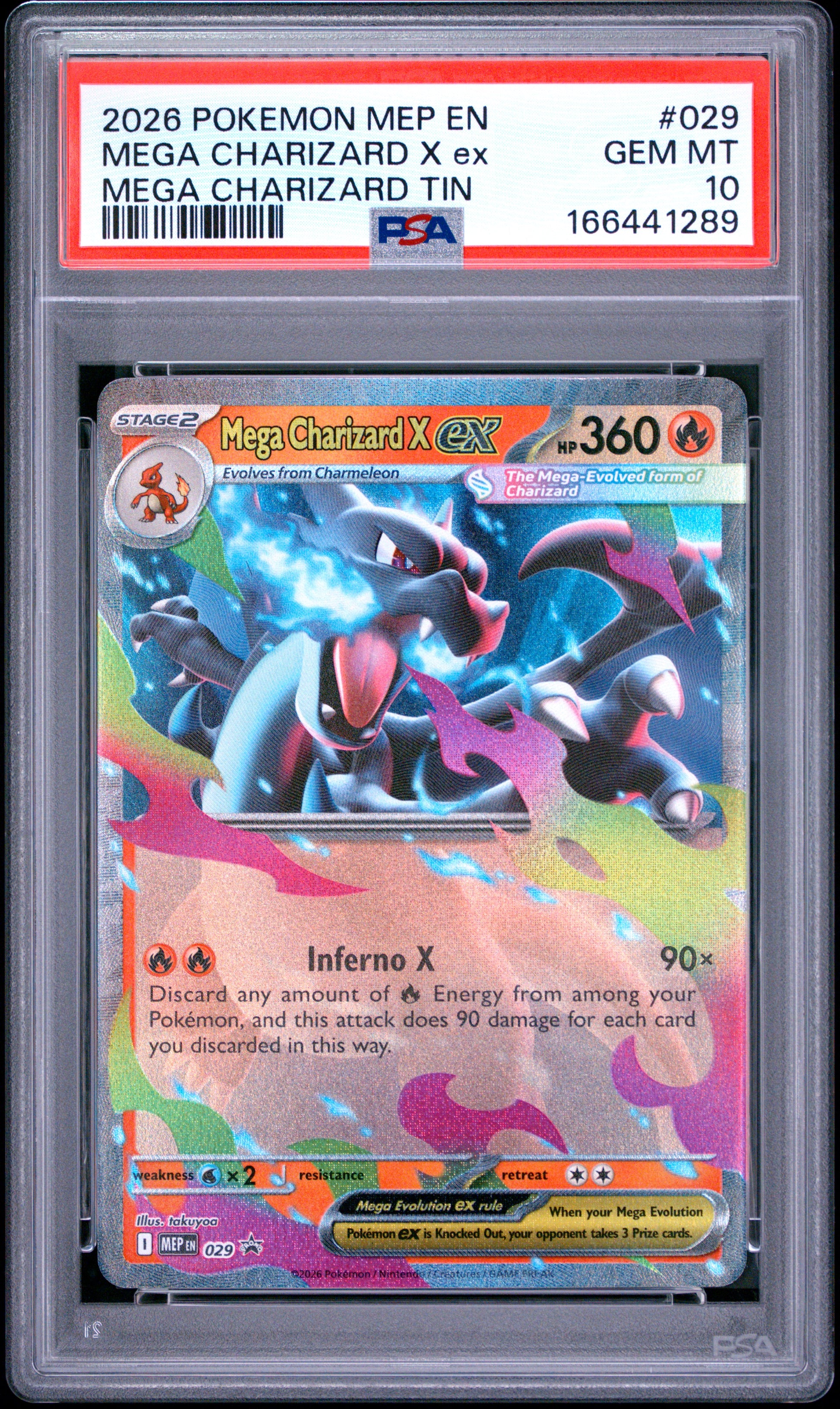 PSA 10 - Mega Charizard X ex MEP029 Black Star Promo x289 - Pokemon