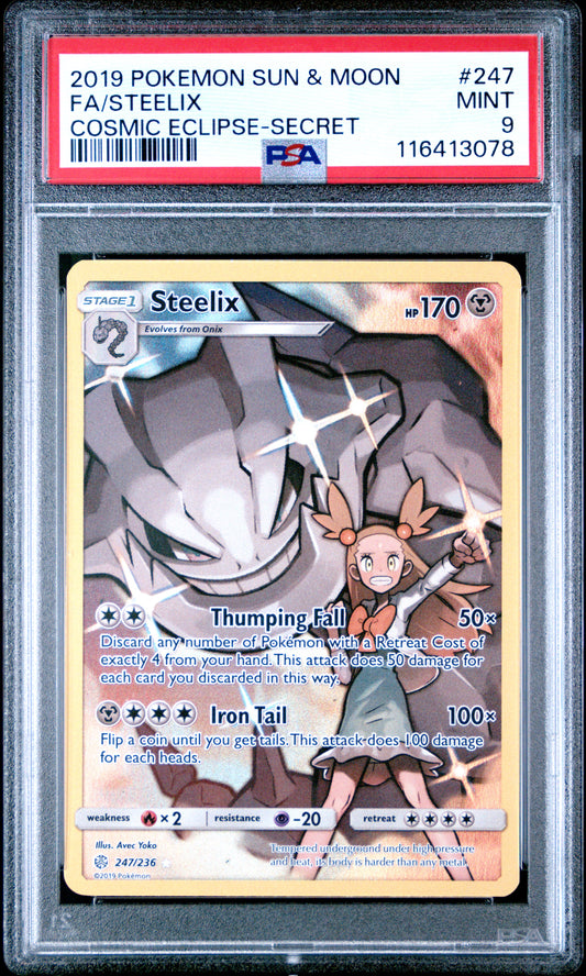 PSA 9 - Steelix (Jasmine) 247/236 SM Cosmic Eclipse - Pokemon