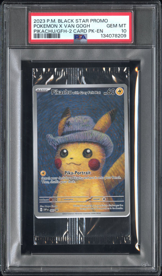 PSA 10 - SEALED Pikachu Grey Felt Hat SVP085 Van Gogh Promo - Pokemon