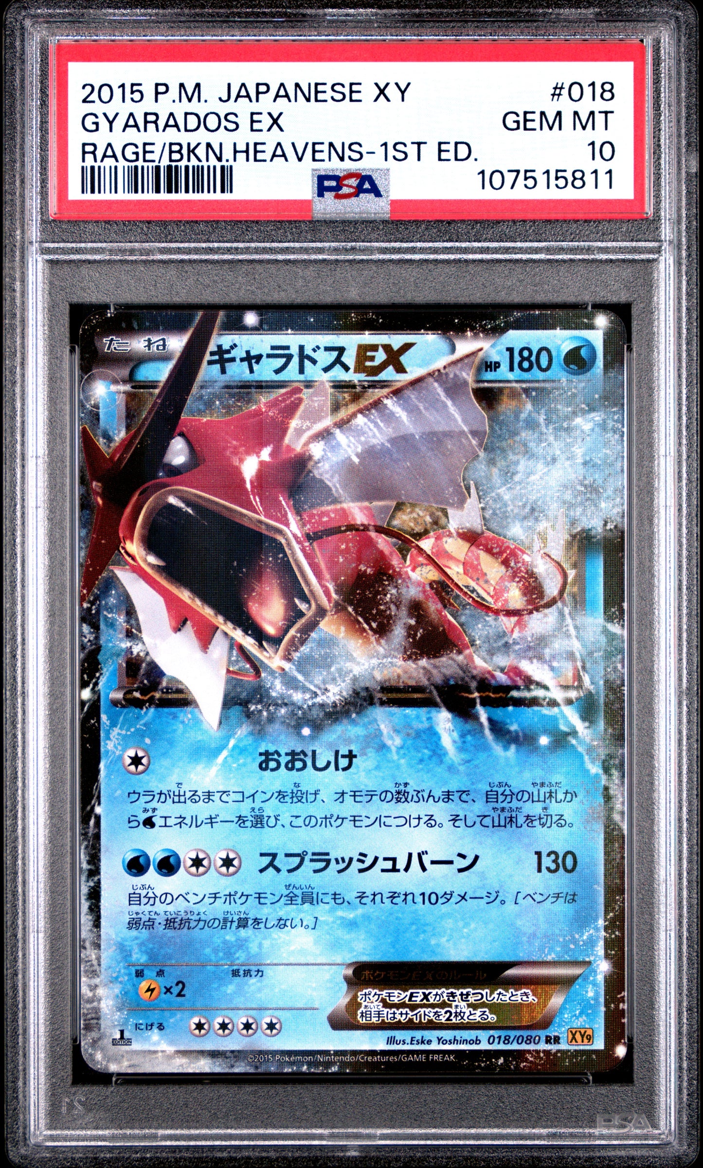 PSA 10 - Gyarados EX 018/080 XY9 Rage Of Broken Heavens 1st Ed x811 - Pokemon