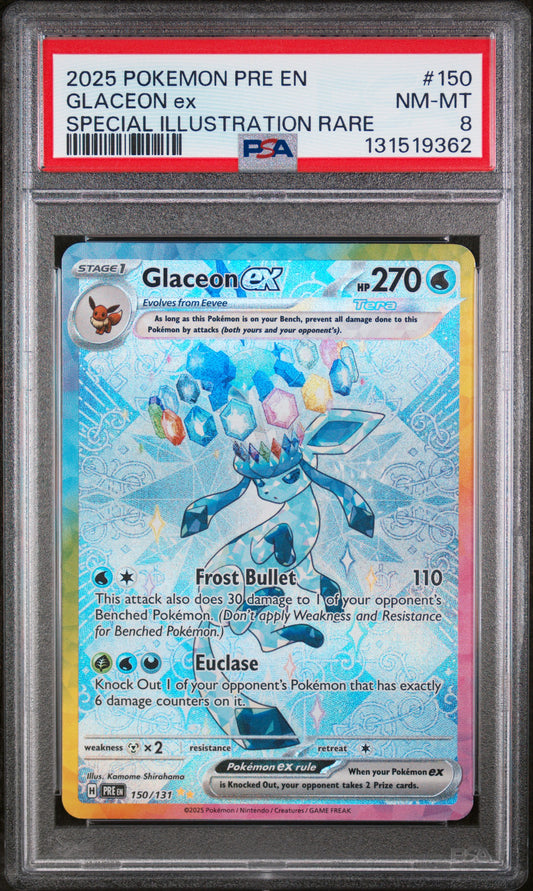 PSA 8 - Glaceon ex 150/131 SIR SV Prismatic Evolution - Pokemon
