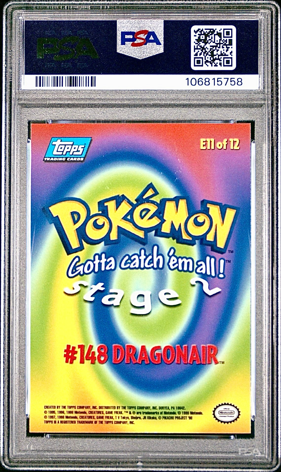 PSA 10 - Dragonair #E11 1999 TOPPS Movie Edition - Pokemon