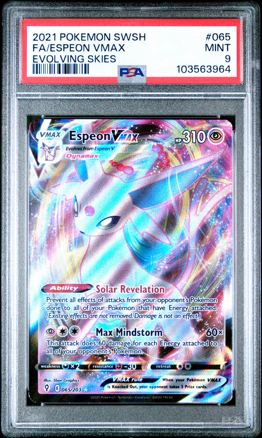 PSA 9 - Espeon VMAX 065/203 SWSH Evolving Skies - Pokemon