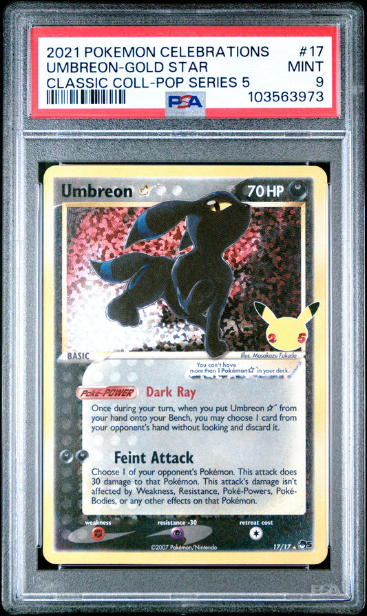 PSA 9 - Umbreon Gold Star Holo 17/17 SWSH 25th Celebrations Classic - Pokemon