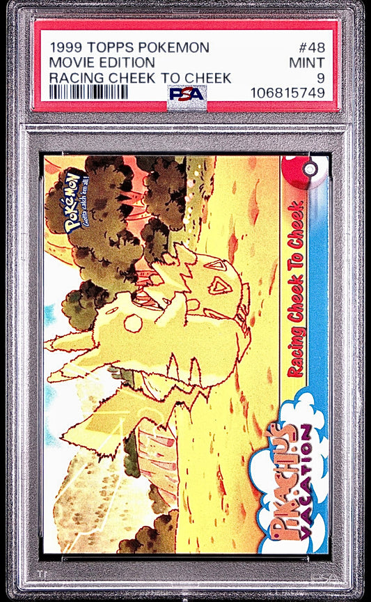 PSA 9 - Racing Cheek to Cheek #48 1999 TOPPS Movie Edition - Pokemon