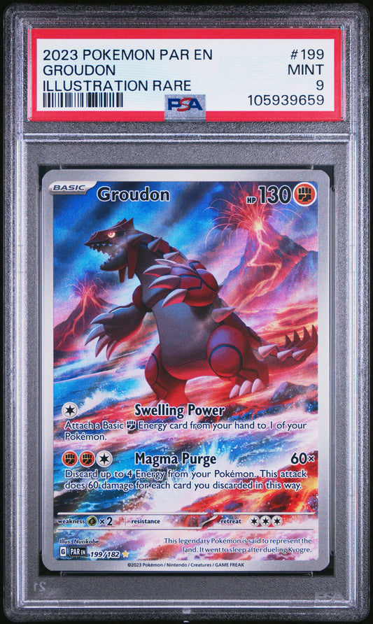 PSA 9 - Groudon 199/182 SV Paradox Rift - Pokemon