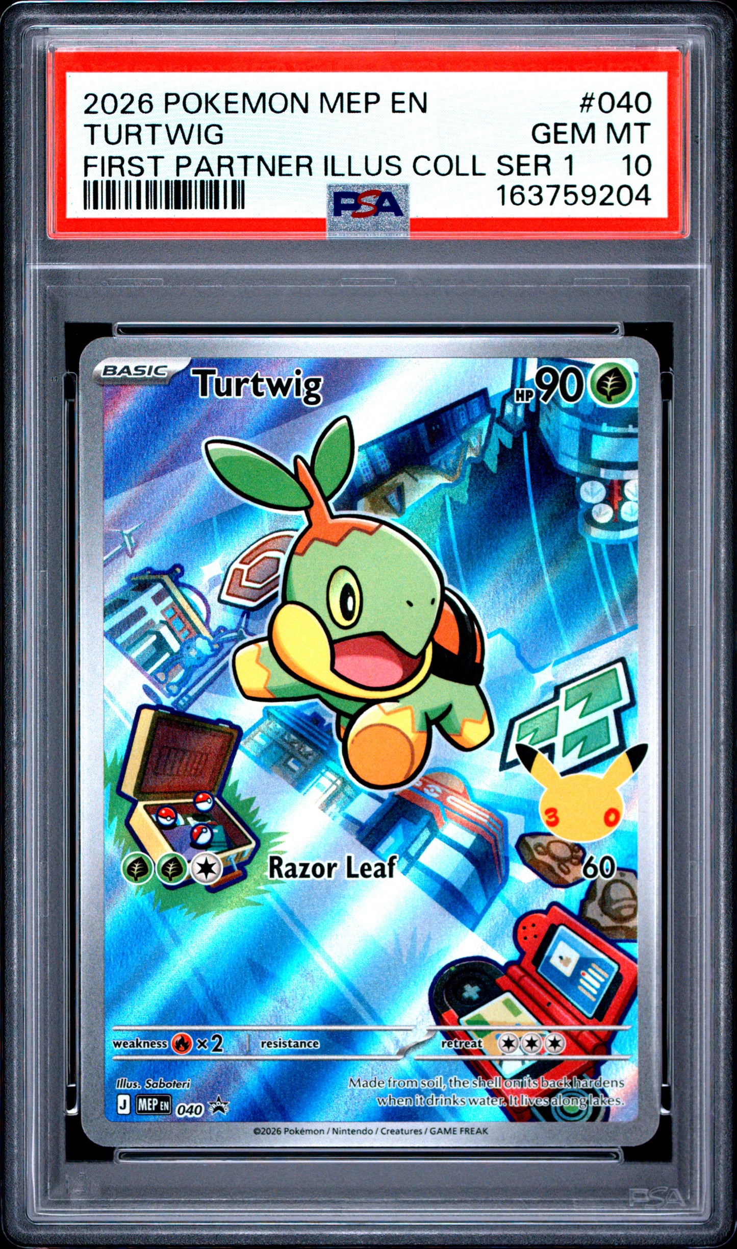 PSA 10 - Turtwig MEP040 First Partner Illustration Collection x204 - Pokemon