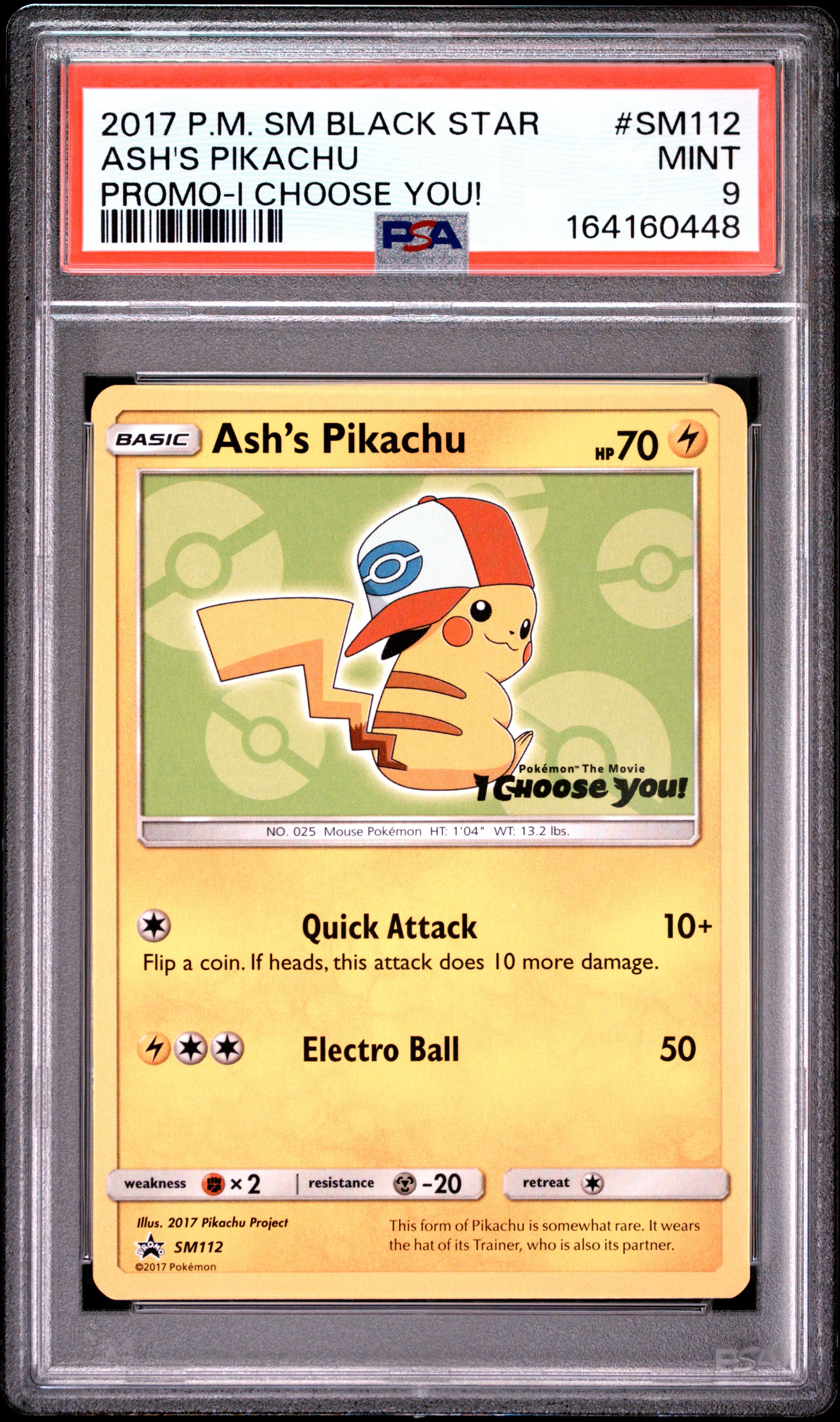 PSA 9 - Ash's Pikachu SM112 I Choose You Promo x448 - Pokemon