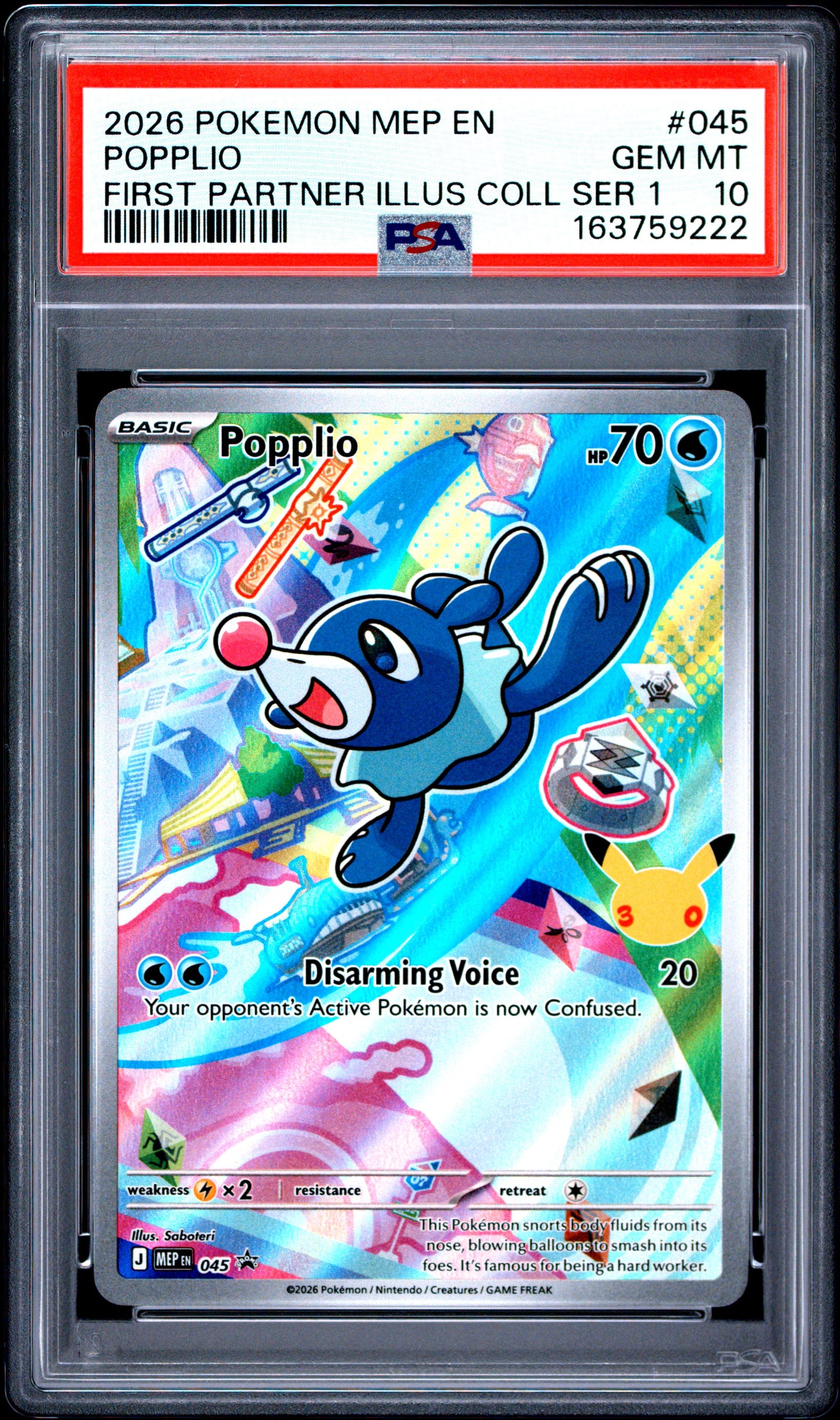 PSA 10 - Popplio MEP045 First Partner Illustration Collection x222 - Pokemon
