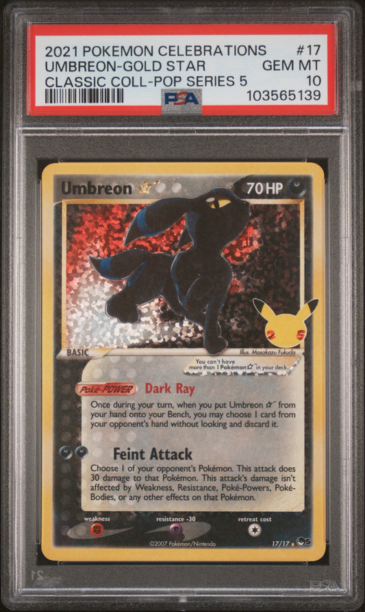 PSA 10 - Umbreon Gold Star 17/17 SWSH 25th Celebrations Classic - Pokemon