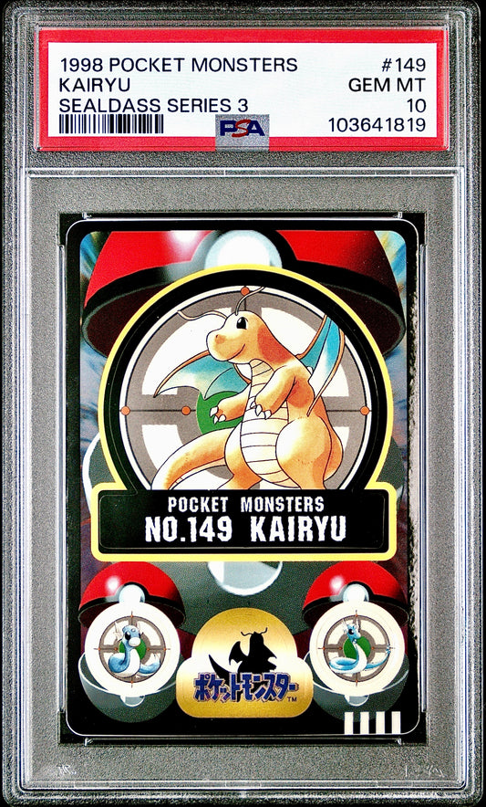 PSA 10 - Dragonite #149 **POP 5** 1998 Sealdass Pocket Monsters - Pokemon