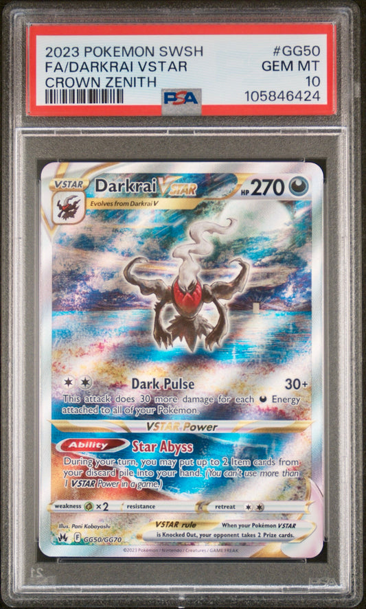 PSA 10 - Darkrai VSTAR GG50/GG70 SWSH Crown Zenith - Pokemon