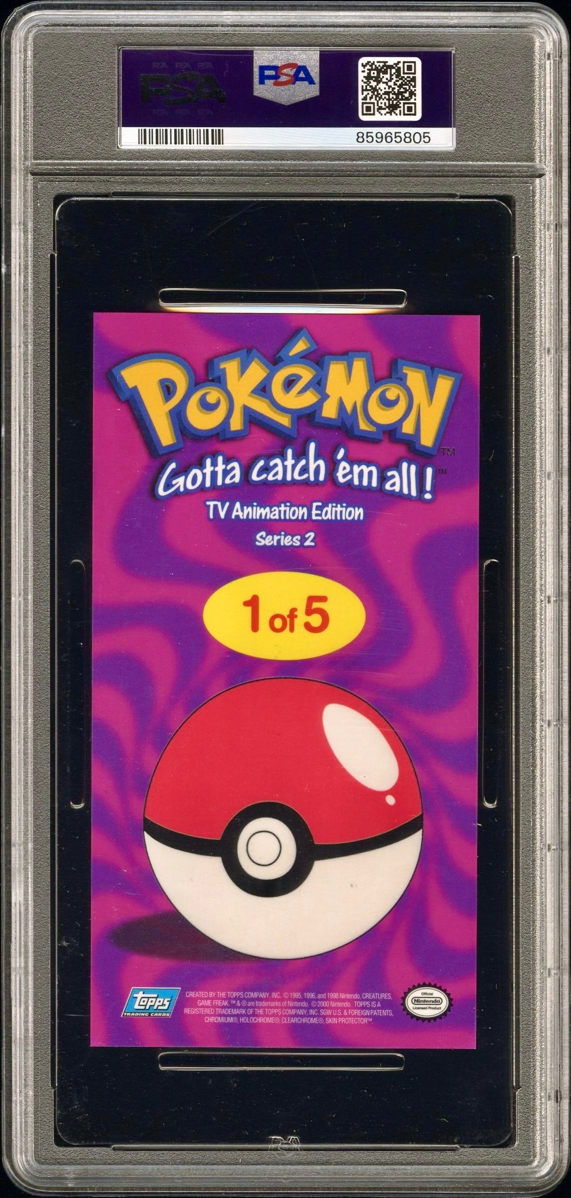 PSA 9 - Pikachu & Others TOPPS Anime Ser. 2 O/S Tin Topper- Pokemon