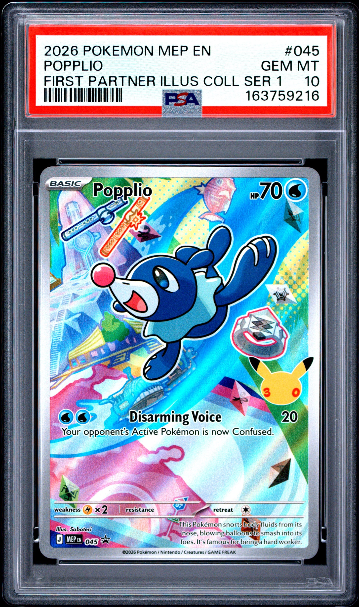 PSA 10 - Popplio MEP045 First Partner Illustration Collection x216 - Pokemon