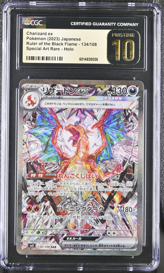 CGC 10 PRISTINE - Charizard ex 134/108 SV3 Ruler of the Black Flame - Pokemon