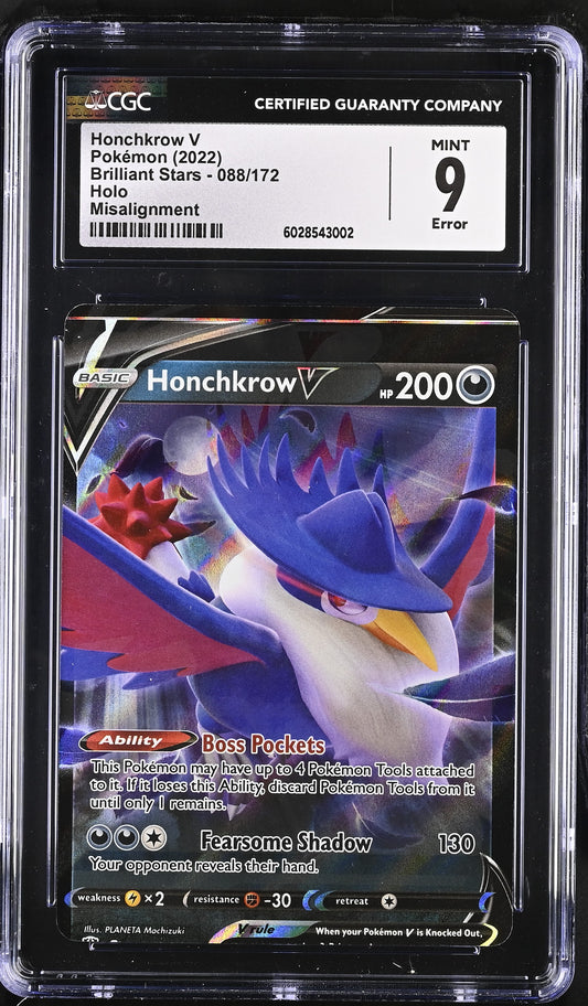 CGC 9 - ERROR Honchcrow V 088/172 SWSH Brilliant Stars - Pokemon