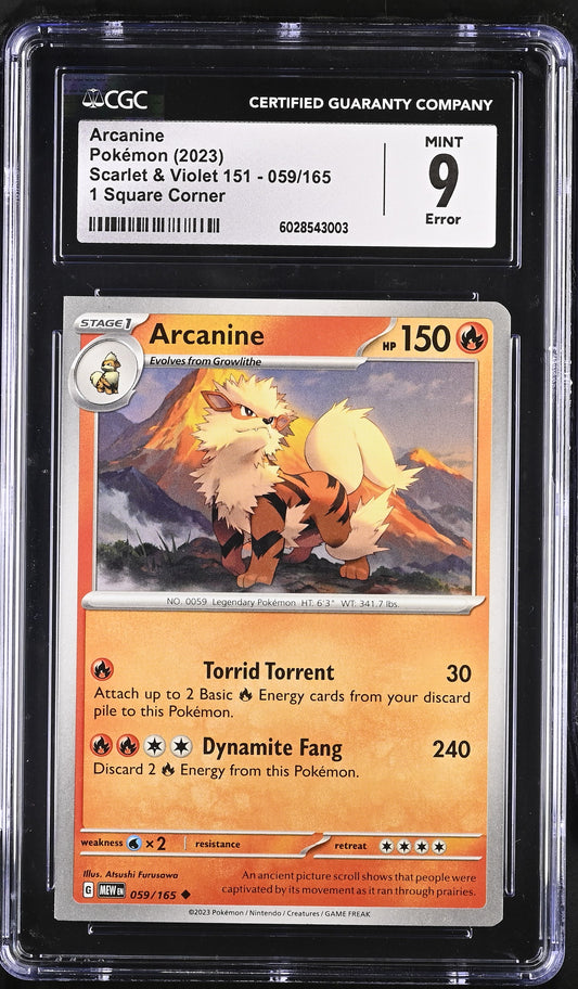 CGC 9 - ERROR Arcanine 059/165 SV MEW English 151 - Pokemon