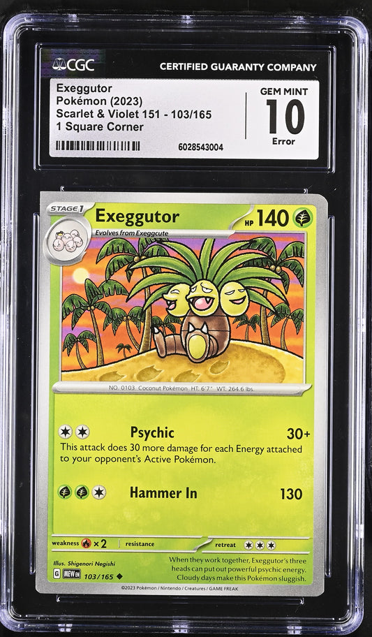 CGC 10 - ERROR Exeggutor 103/165 SV MEW English 151 - Pokemon