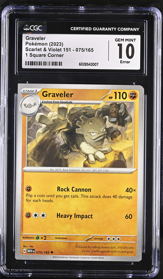 CGC 10 - ERROR Graveler 075/165 SV MEW English 151 - Pokemon