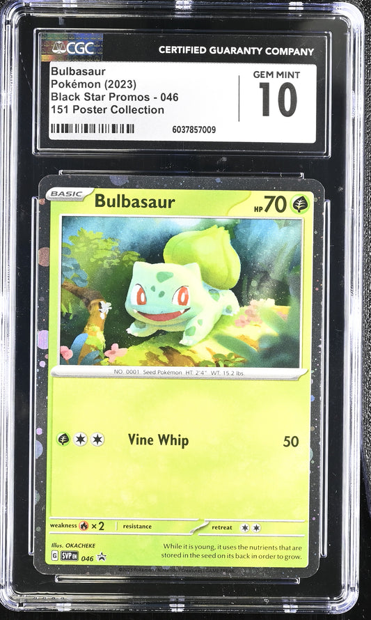CGC 10 - Bulbasaur Cosmos SVP046 MEW 151 Poster Coll. Promo - Pokemon
