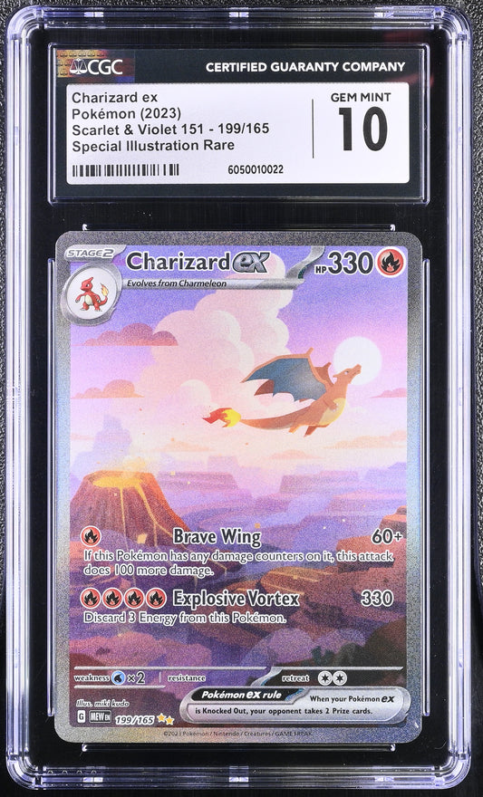 CGC 10 - Charizard ex 199/165 SIR SV MEW English 151 (3) - Pokemon