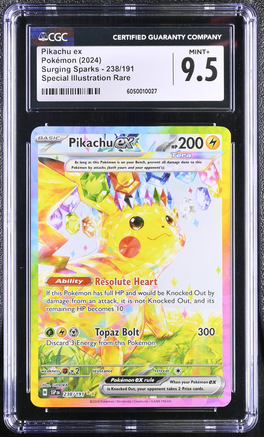 CGC 9.5 - Pikachu ex 238/191 SIR SV Surging Sparks - Pokemon