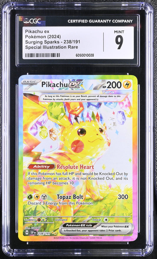 CGC 9 - Pikachu ex 238/191 SIR SV Surging Sparks - Pokemon