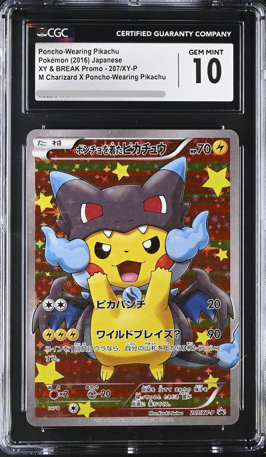 CGC 10 - M Charizard X Poncho-Wearing Pikachu 207/XY-P Japanese Promo - Pokemon