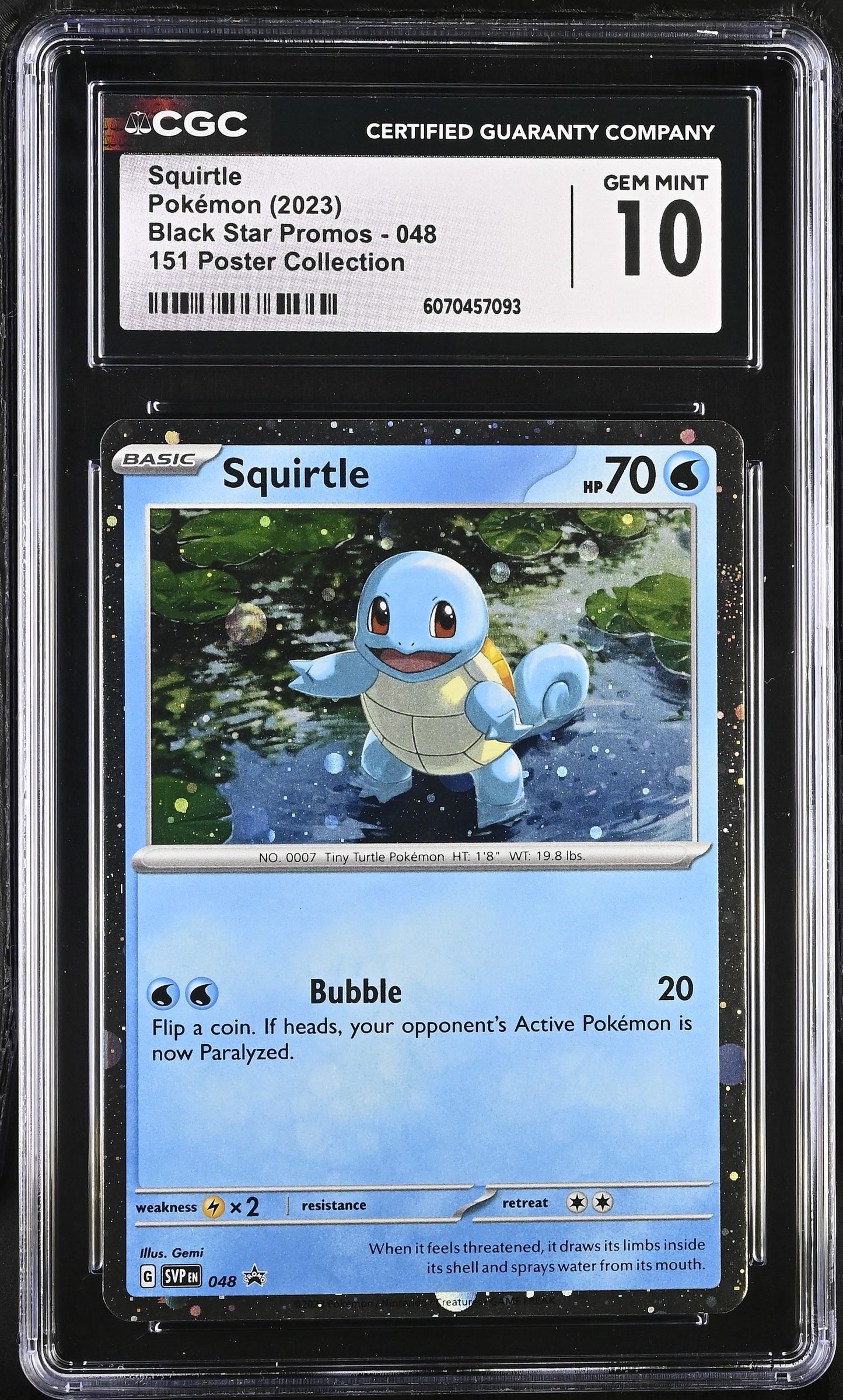 CGC 10 - Squirtle Cosmos SVP048 MEW 151 Poster Collection Promo - Pokemon