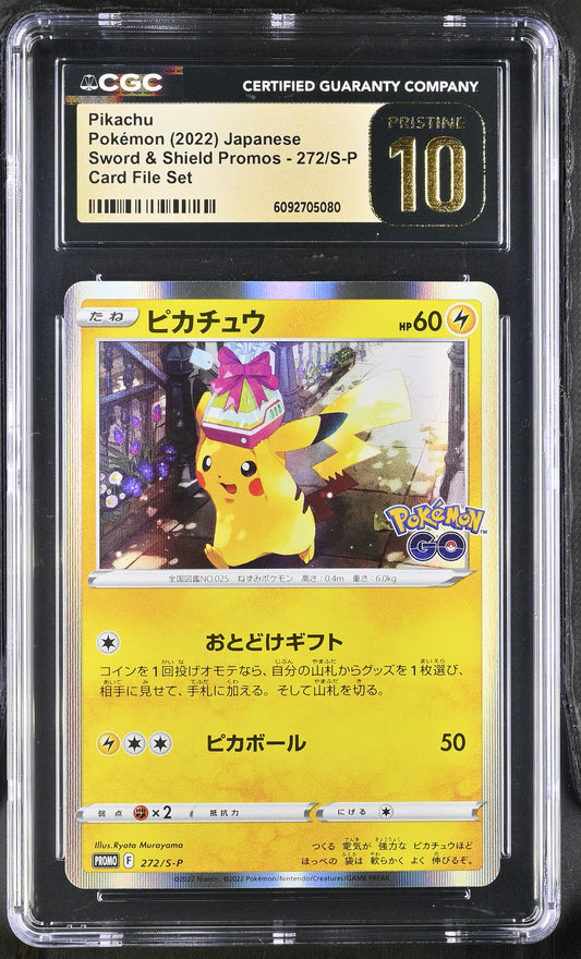 CGC 10 PRISTINE - Pikachu Holo 272/S-P Card File Set Japanese Promo - Pokemon