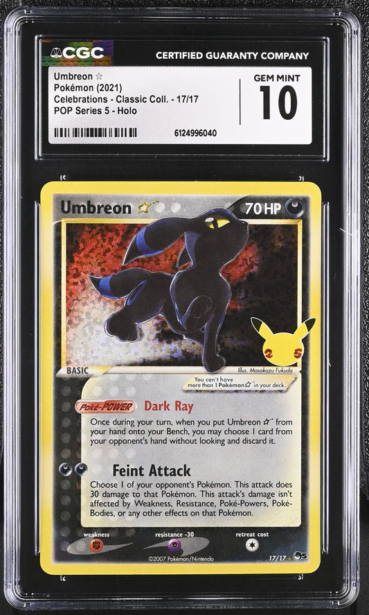CGC 10 - Umbreon Gold Star 17/17 SWSH Celebrations Classic Collection - Pokemon