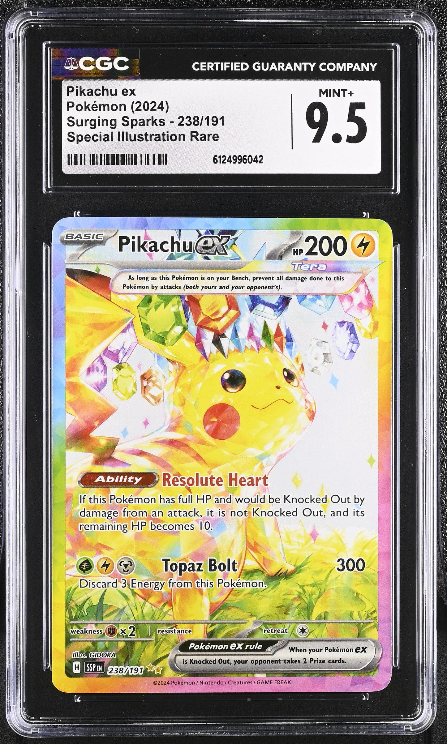 CGC 9.5 - Pikachu ex 238/191 SIR SV Surging Sparks - Pokemon