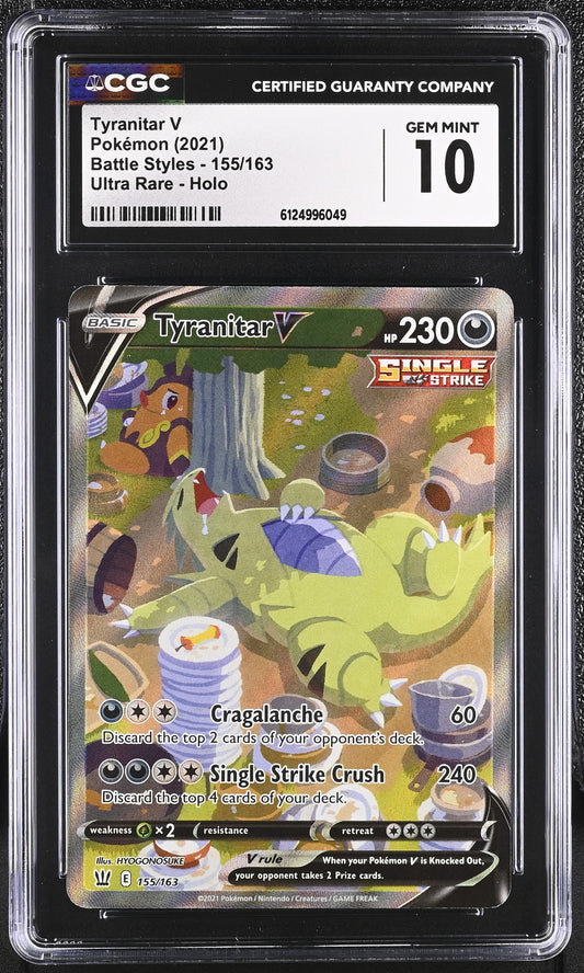 CGC 10 - Tyranitar V 155/163 SWSH Battle Styles - Pokemon