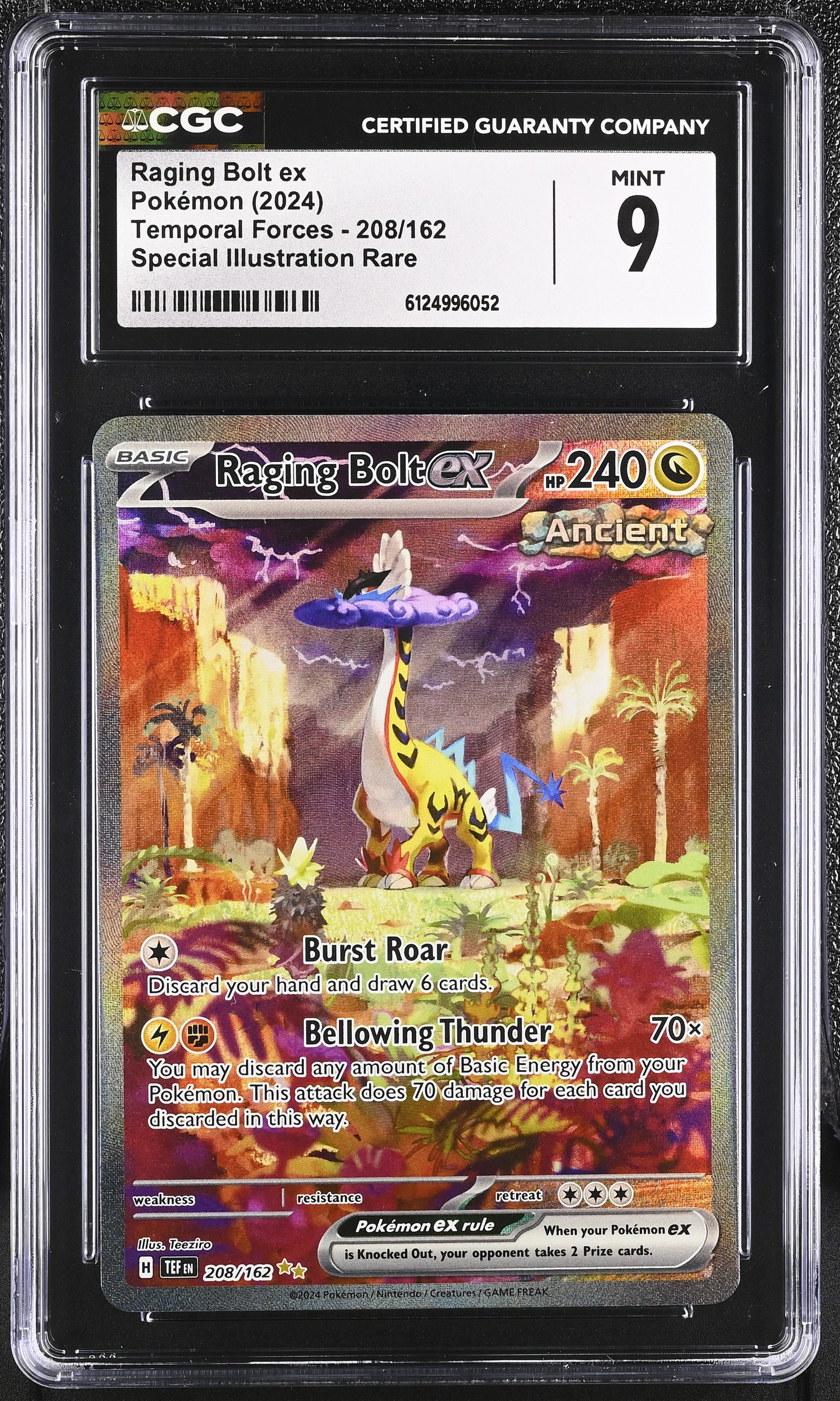 CGC 9 - Raging Bolt ex 208/162 SIR SV Temporal Forces - Pokemon