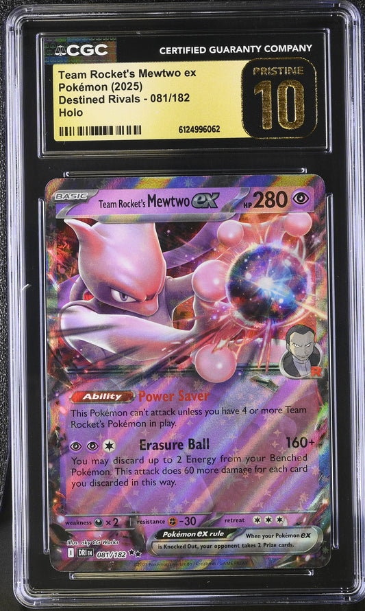 CGC 10 PRISTINE - Rocket's Mewtwo ex081/182 SV Destined Rivals x062 - Pokemon